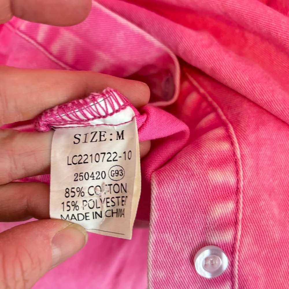 Pink Button-Up Short Sleeve Dress - Picture 3 of 3